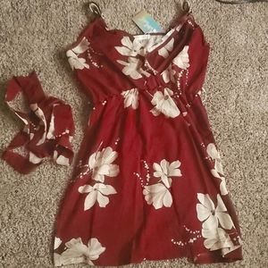 Maroon flower dress, brand new, romwe,size small